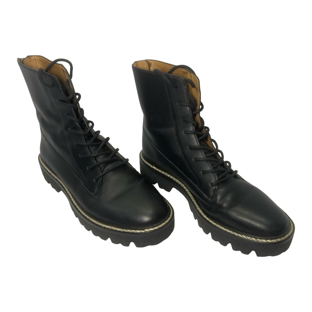 Madewell The Citywalk Lugsole Black Leather Lace-Up Combat Boots Women's 7.5